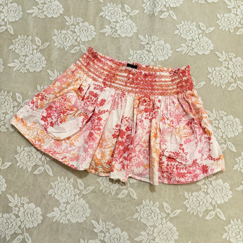 Wet Seal Floral Smocked Mini Skirt Size XS